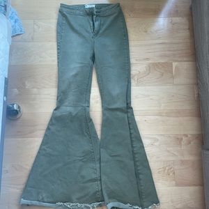 Free people olive green flare jeans